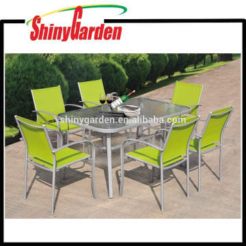 Outdoor Balkon Patio Garden 7pcs Tisch und Sling Stühle Möbel Ess-Set